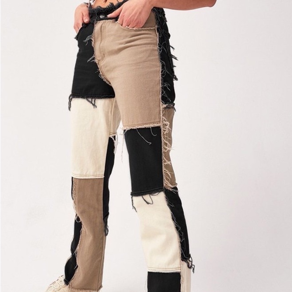 Patchwork Jeans Straight Leg